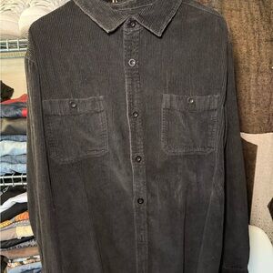 Men's Black Corduroy Shirt Jacket SHAKA WEAR BUTTON UP
